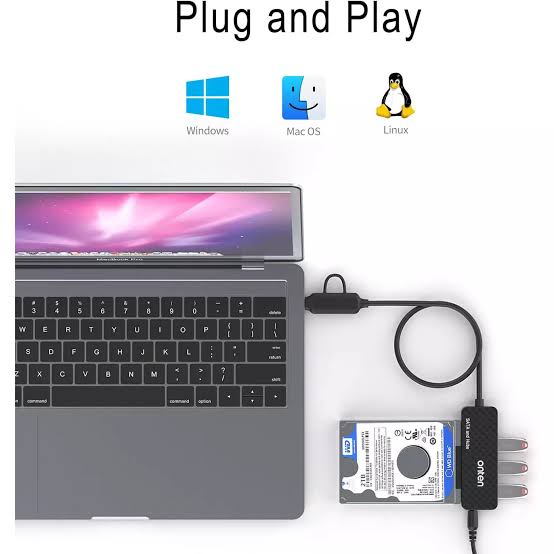 Onten 5-in-2 USB-A and USB-C to SATA Adapter and Hub (OTN-UCA312)