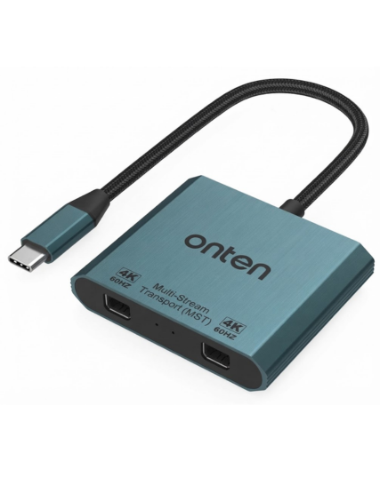 Onten USB-C to Dual Mini DisplayPort Adapter with 4K 60Hz MST Support (OTN-UC916)