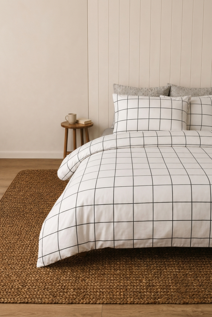 كافر لحاف Duvet Cover مربعات ابيض