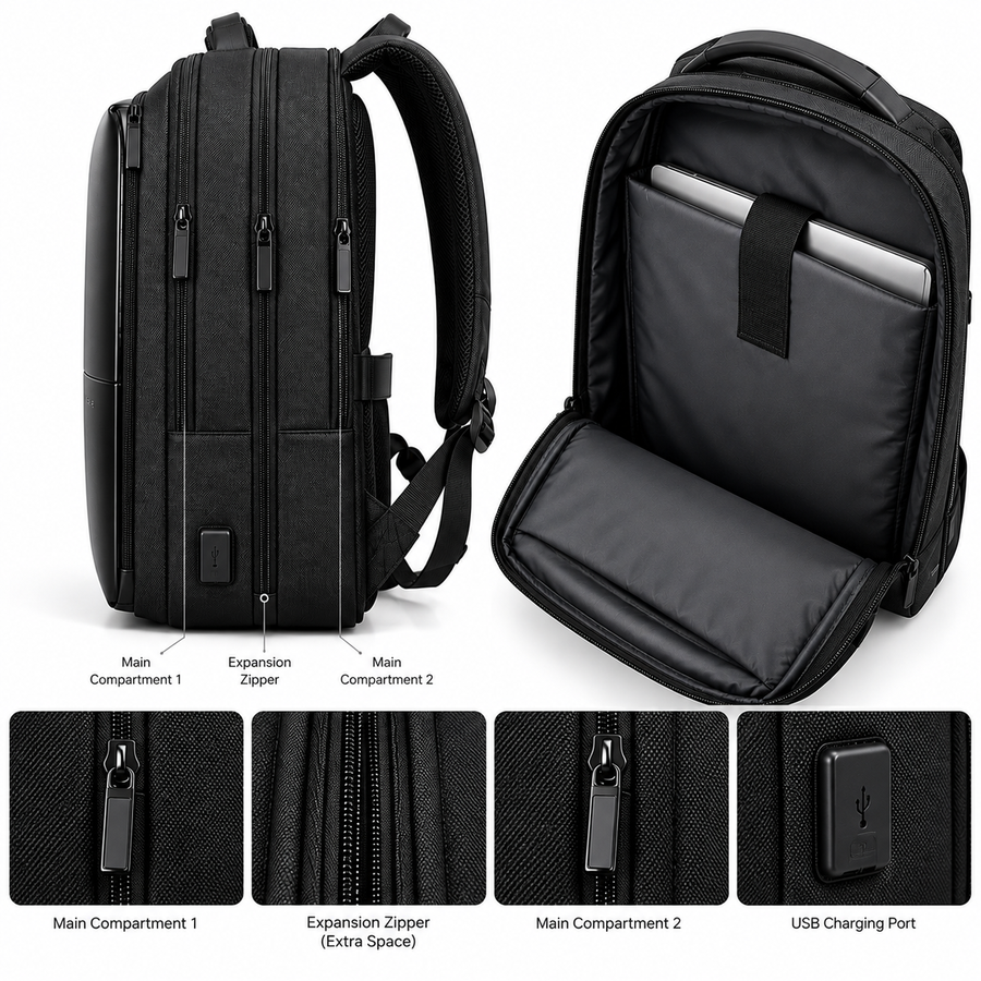 Bange Laptop Backpack 17 Inch - Black Bag for 17 inches Laptop