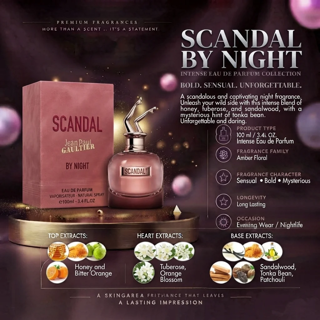 عطر سكاندال باي نايت النسائي من جان بول غوتييه - او دو بارفان (100 مل) | متجر إطلالة