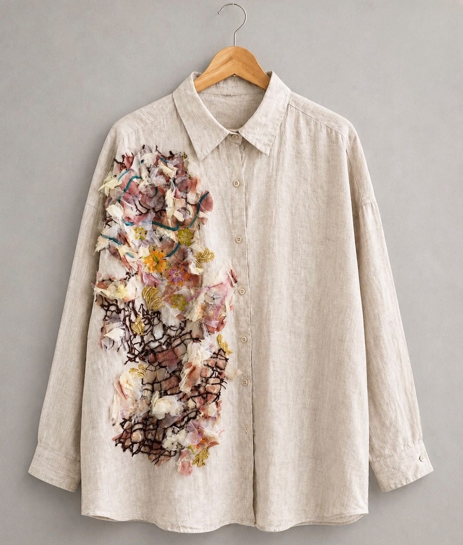 Ivory 3D Floral Two-Piece Set