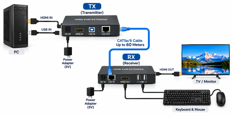 HDMI KVM Extender 60M 