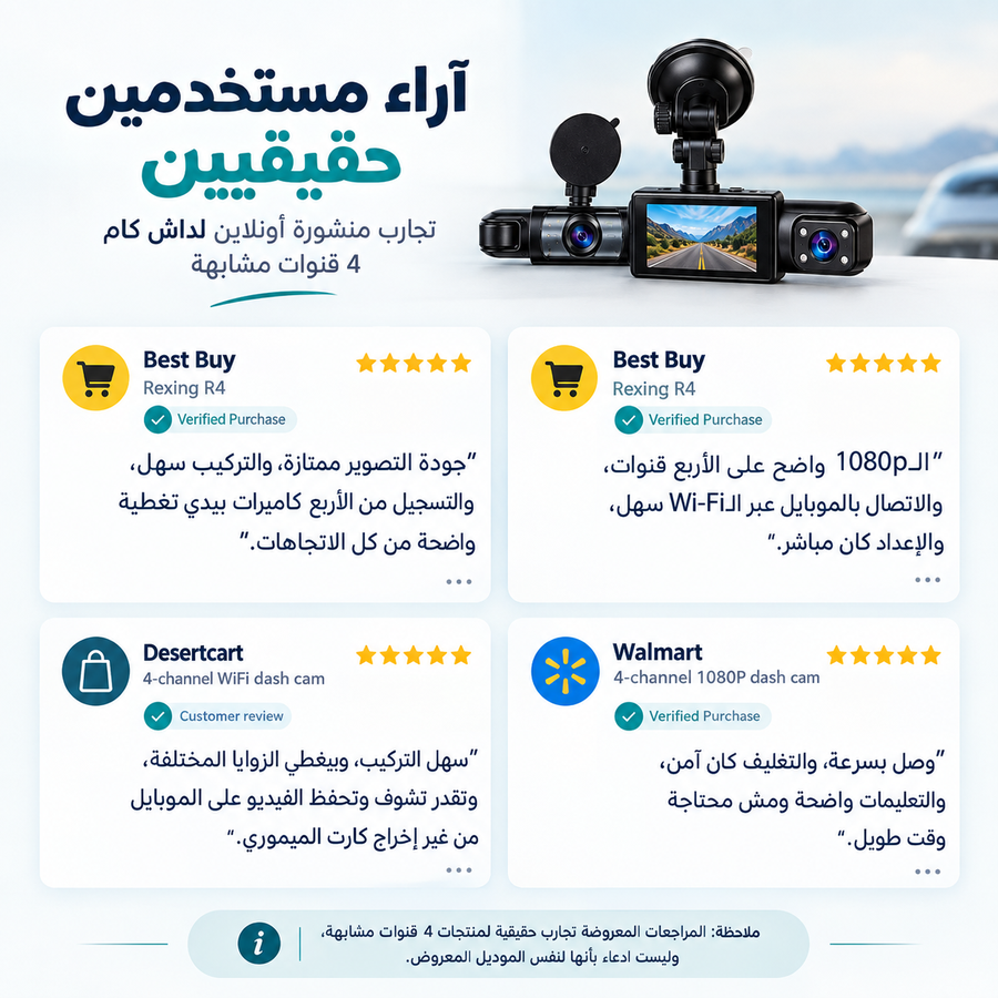 آراء مستخدمين حقيقيين لداش كام 4 قنوات مشابهة