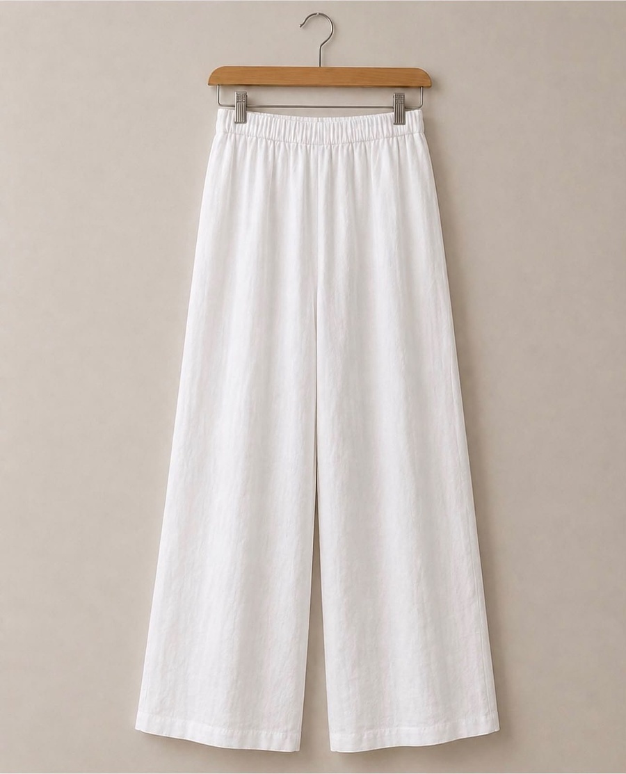 White Hand-Beaded Linen Set