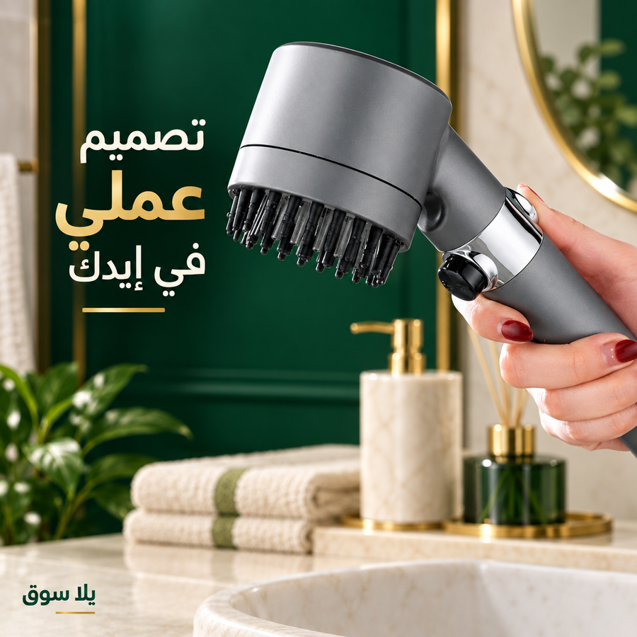 رأس دش رمادي بواجهة بارزة – بدون خرطوم
