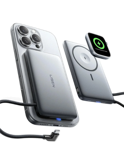 Lisen P302 10000mAh Ultra-Slim MagSafe Power Bank with Built-in Cable