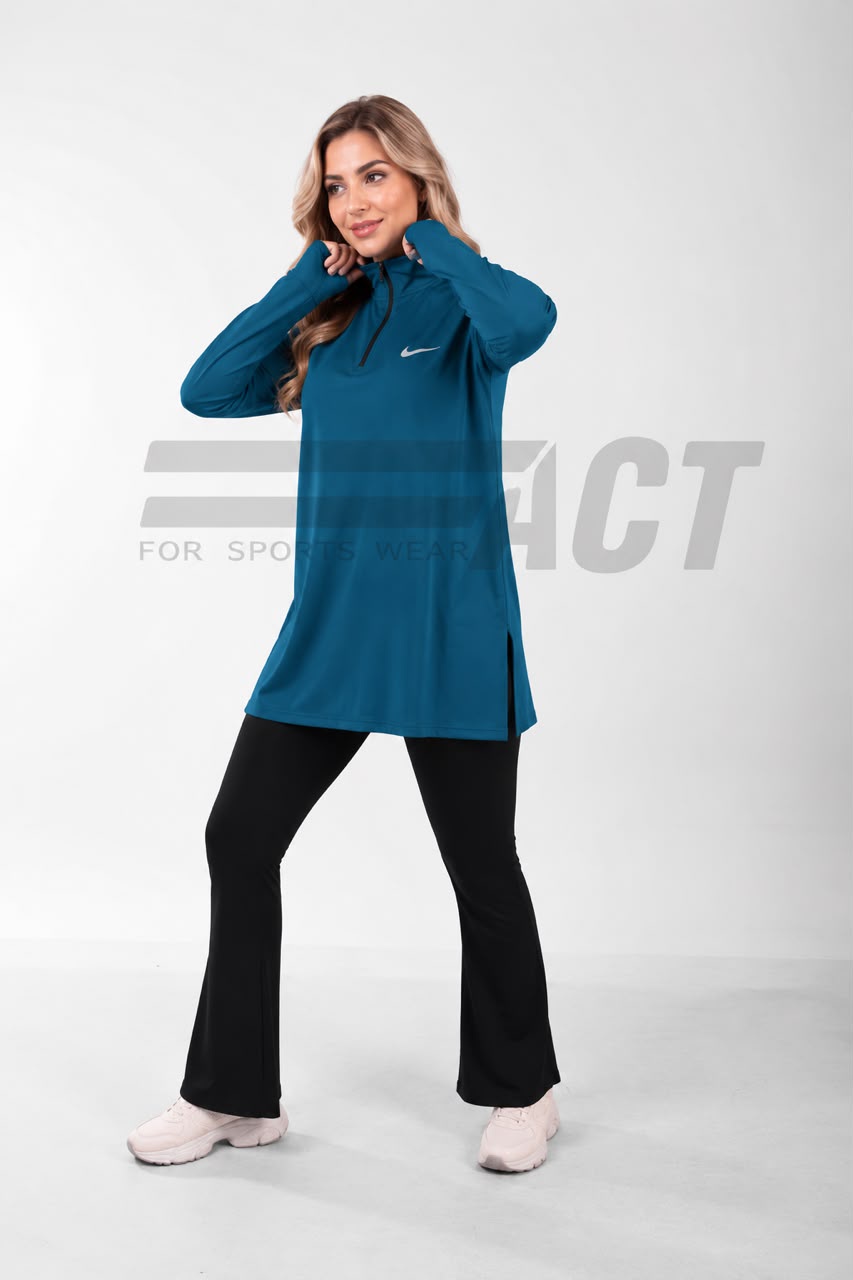 تونيك رياضي حريمي أوفر سايز نص سوستة | Women's Oversize Half-Zip Sports Tunic