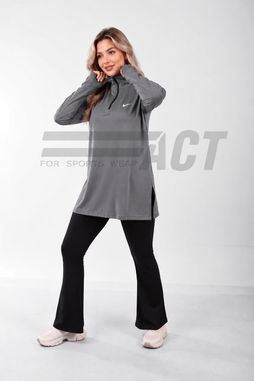 تونيك رياضي حريمي أوفر سايز نص سوستة | Women's Oversize Half-Zip Sports Tunic