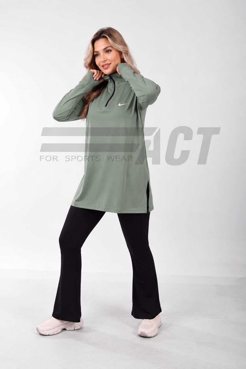 تونيك رياضي حريمي أوفر سايز نص سوستة | Women's Oversize Half-Zip Sports Tunic