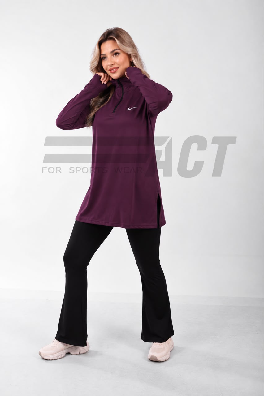 تونيك رياضي حريمي أوفر سايز نص سوستة | Women's Oversize Half-Zip Sports Tunic