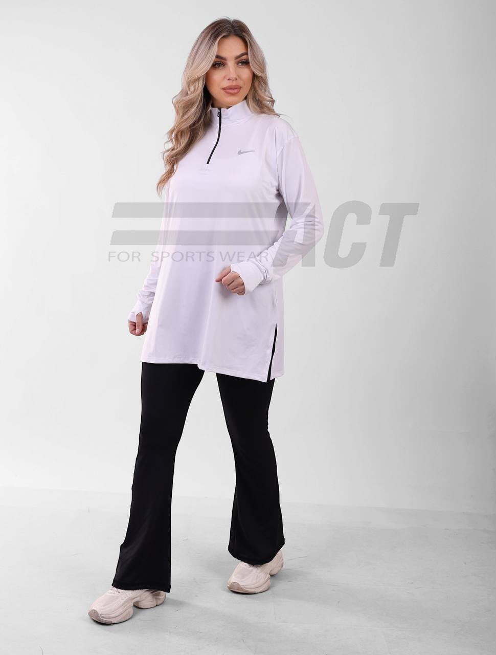 تونيك رياضي حريمي أوفر سايز نص سوستة | Women's Oversize Half-Zip Sports Tunic