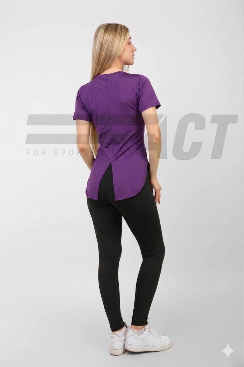 تيشيرت رياضي حريمي نص كم مفتوح من الخلف | Women's Open Back Short Sleeve Sports Top