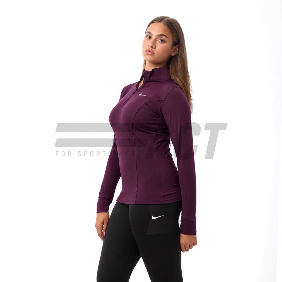 تيشيرت رياضي حريمي كم طويل نص سوستة | Women's Half Zip Long Sleeve Sports Top