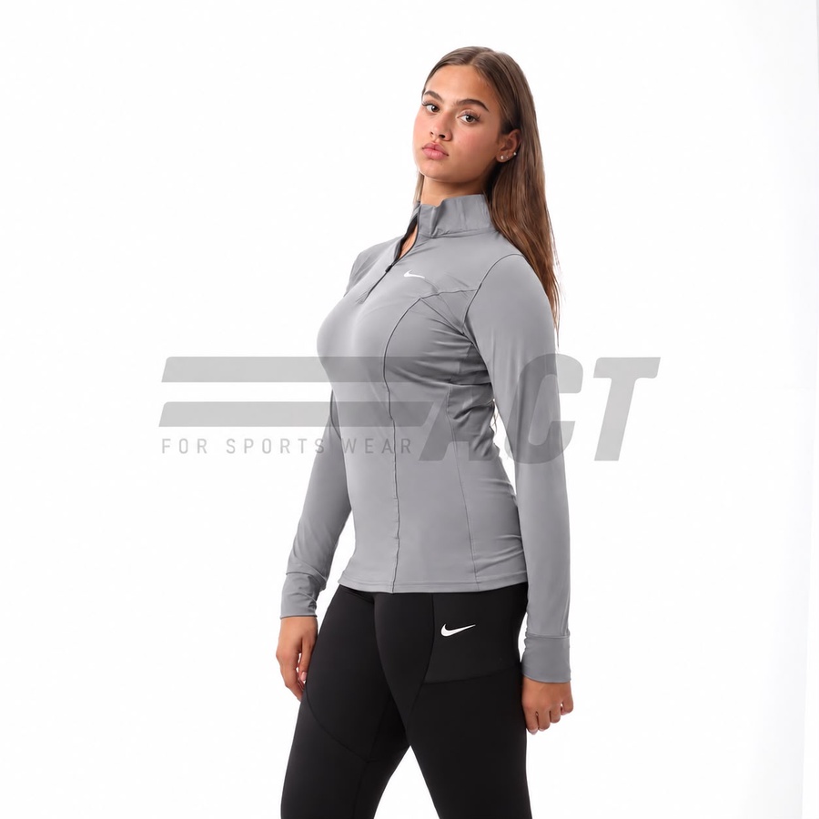 تيشيرت رياضي حريمي كم طويل نص سوستة | Women's Half Zip Long Sleeve Sports Top