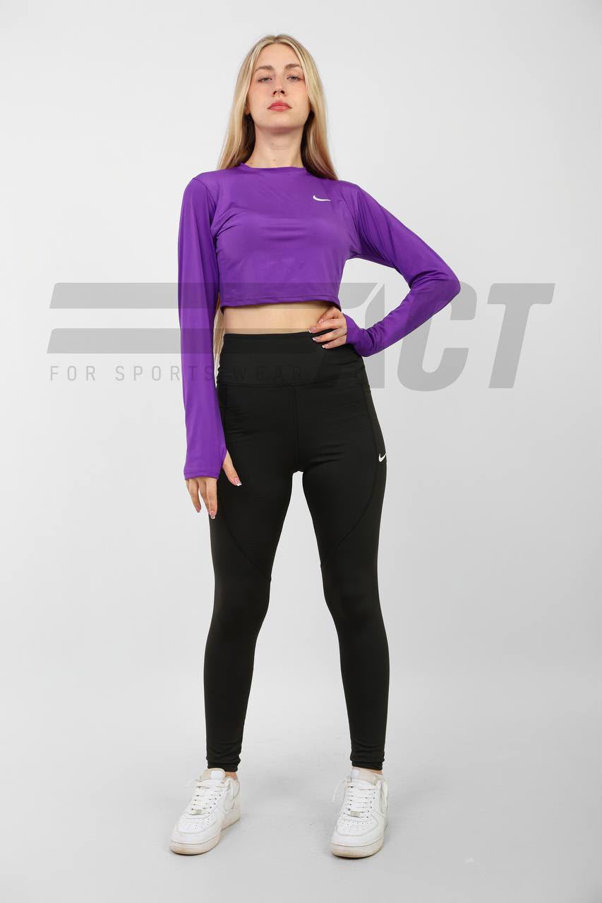 كروب توب رياضي حريمي كم طويل | Women's Long Sleeve Crop Sports Top