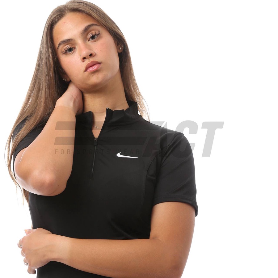 تيشيرت رياضي حريمي نص كم نص سوستة | Women's Short Sleeve Half Zip Sports Top