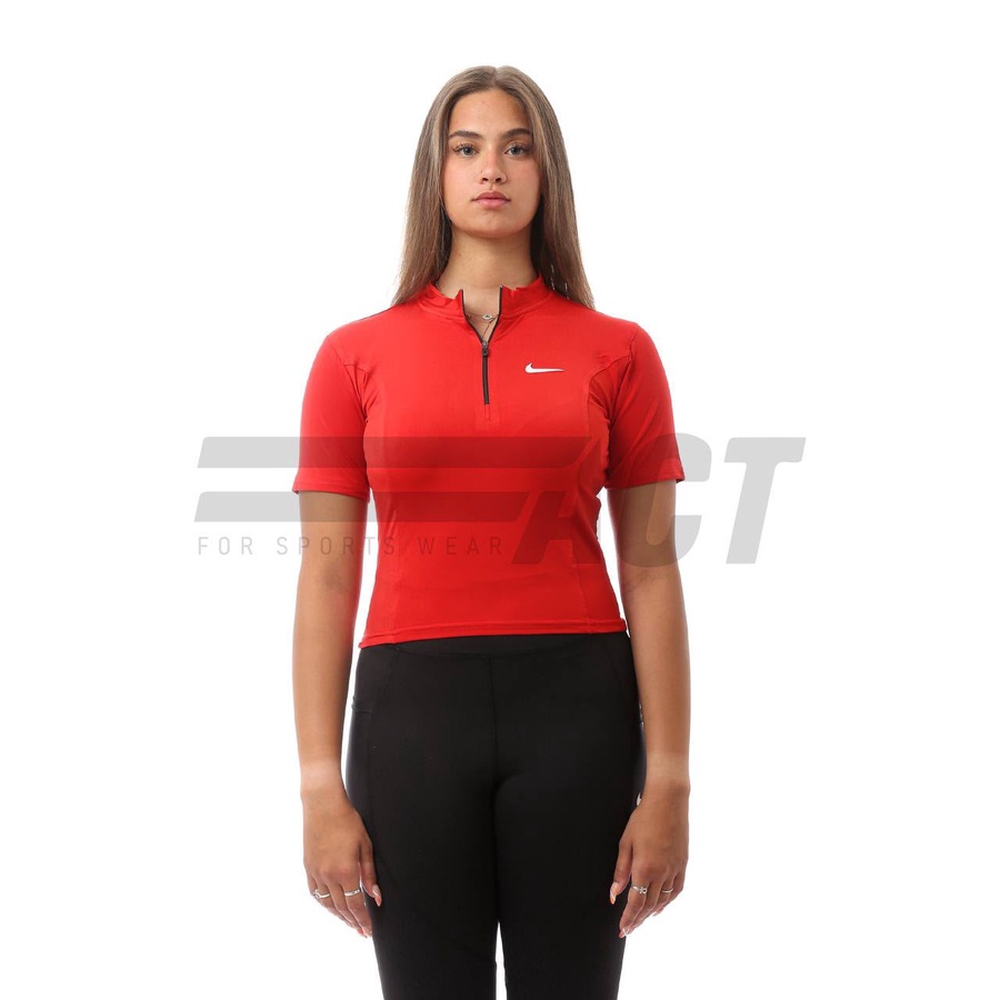 تيشيرت رياضي حريمي نص كم نص سوستة | Women's Short Sleeve Half Zip Sports Top