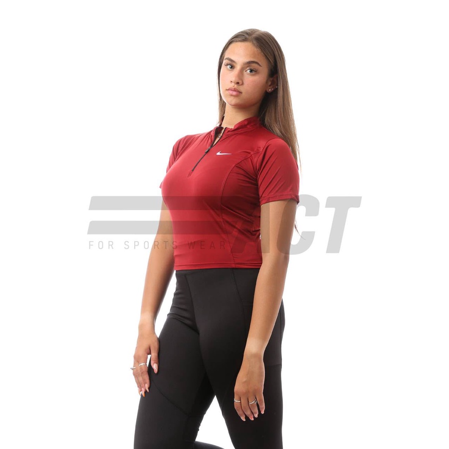 تيشيرت رياضي حريمي نص كم نص سوستة | Women's Short Sleeve Half Zip Sports Top