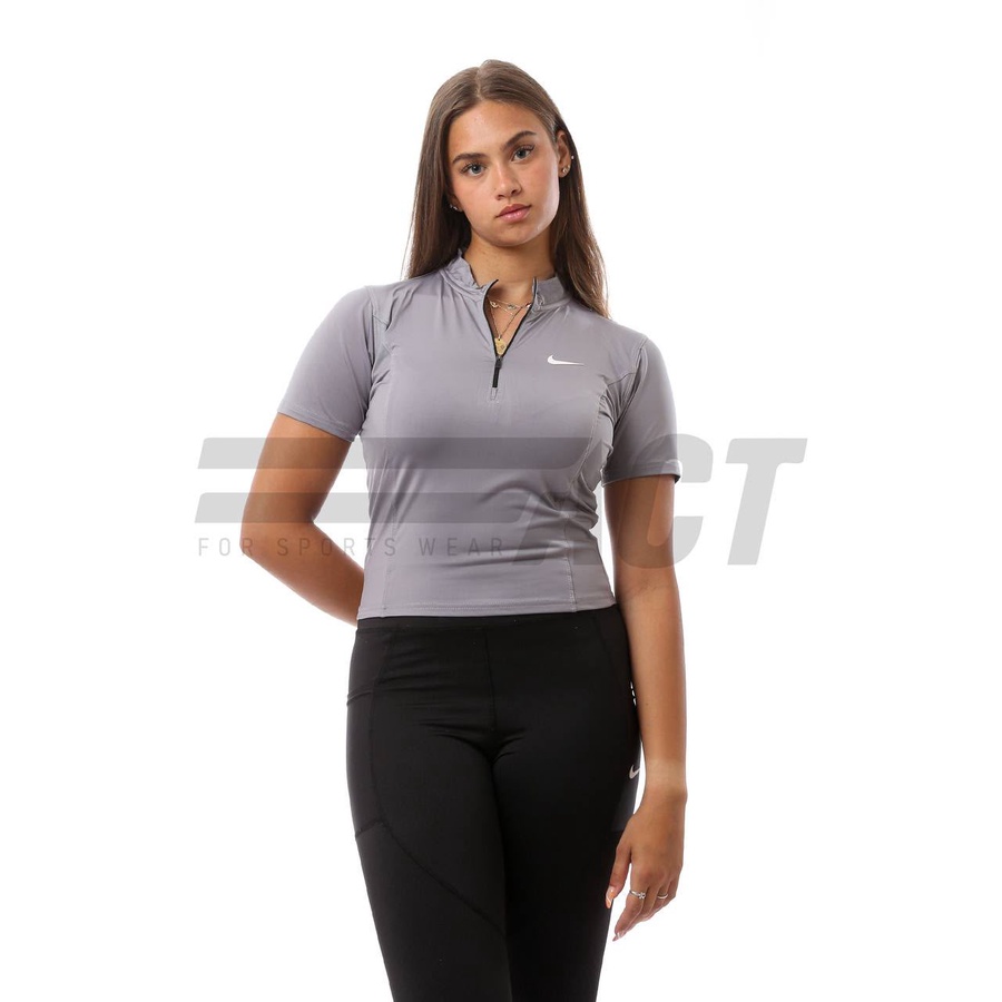تيشيرت رياضي حريمي نص كم نص سوستة | Women's Short Sleeve Half Zip Sports Top