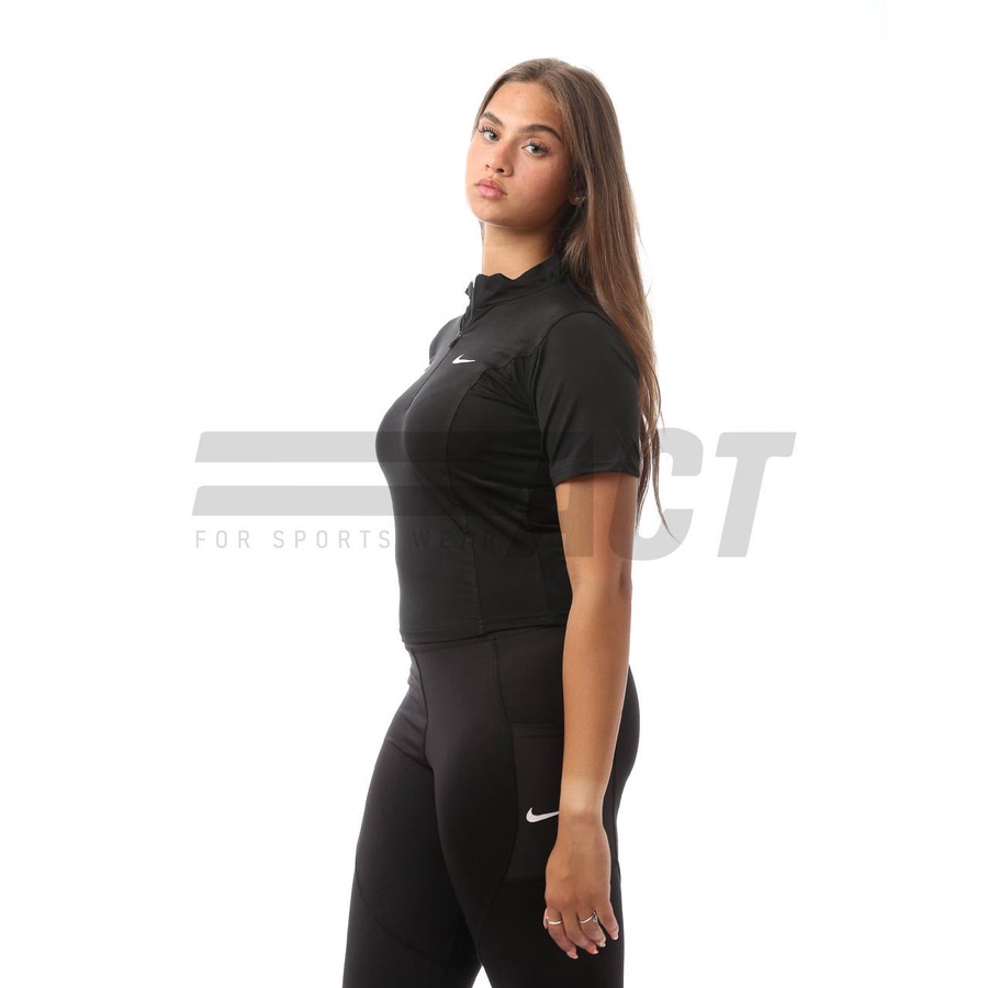 تيشيرت رياضي حريمي نص كم نص سوستة | Women's Short Sleeve Half Zip Sports Top
