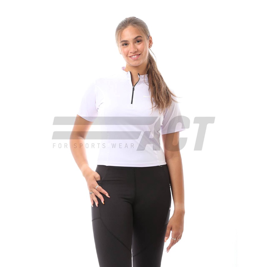تيشيرت رياضي حريمي نص كم نص سوستة | Women's Short Sleeve Half Zip Sports Top