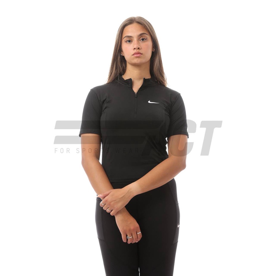 تيشيرت رياضي حريمي نص كم نص سوستة | Women's Short Sleeve Half Zip Sports Top