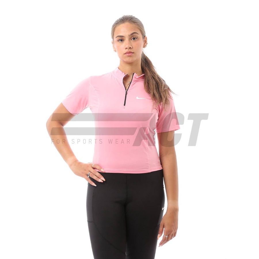 تيشيرت رياضي حريمي نص كم نص سوستة | Women's Short Sleeve Half Zip Sports Top