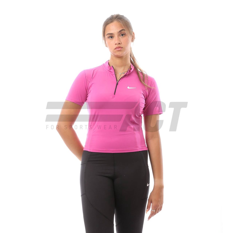 تيشيرت رياضي حريمي نص كم نص سوستة | Women's Short Sleeve Half Zip Sports Top