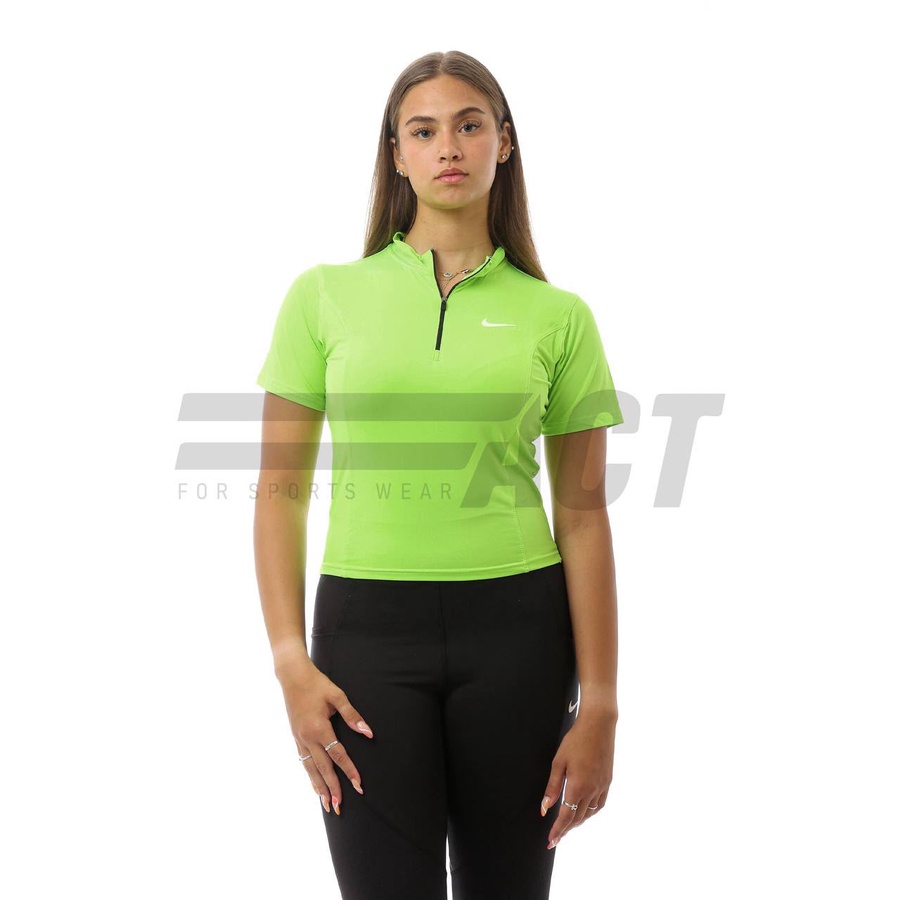 تيشيرت رياضي حريمي نص كم نص سوستة | Women's Short Sleeve Half Zip Sports Top