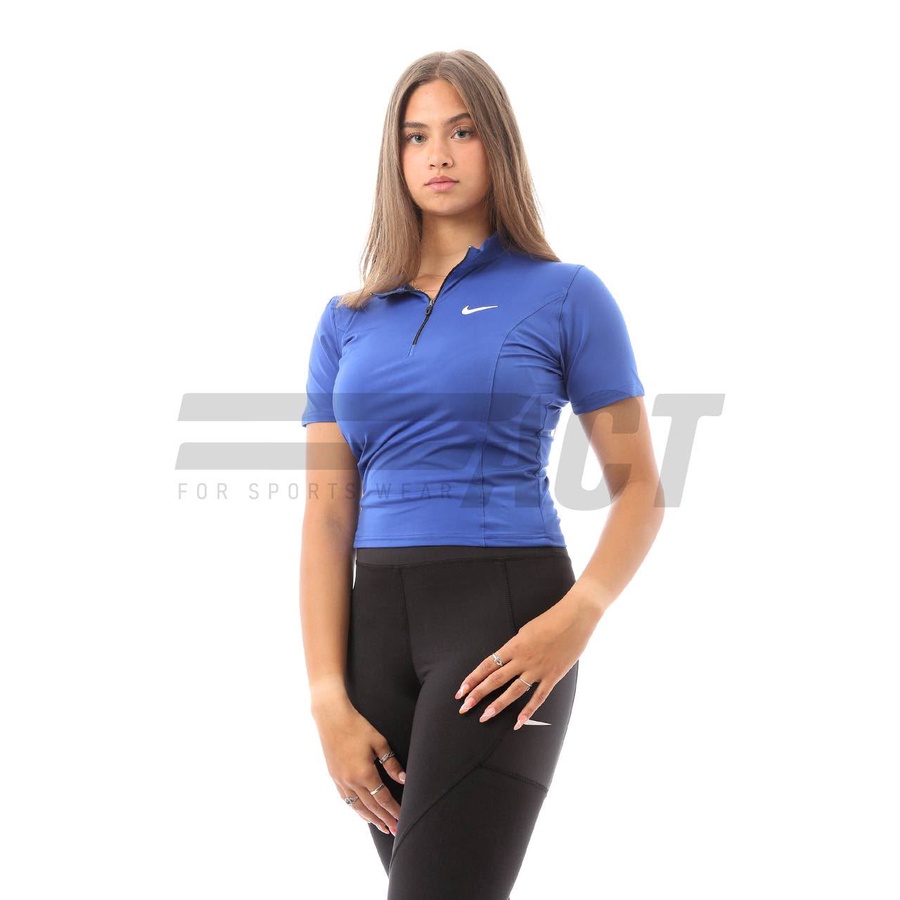 تيشيرت رياضي حريمي نص كم نص سوستة | Women's Short Sleeve Half Zip Sports Top