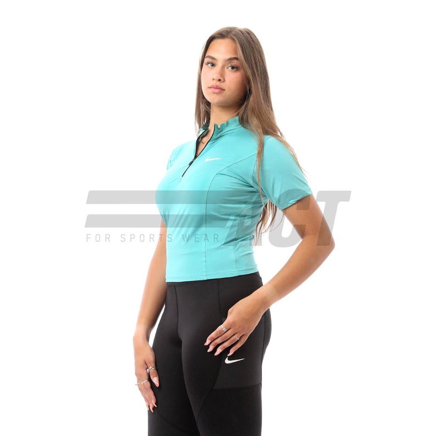 تيشيرت رياضي حريمي نص كم نص سوستة | Women's Short Sleeve Half Zip Sports Top