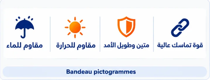 قوة تماسك عالية، متين وطويل الأمد، مقاوم للحرارة، مقاوم للماء
