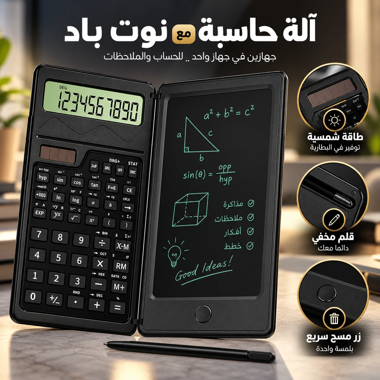 الآلة الحاسبة الذكية مع لوح الكتابة الإلكتروني