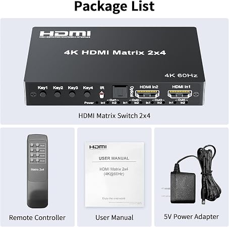 AVVA 2x4 4k HDMI matrix spliter 