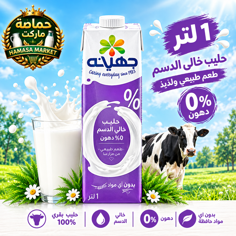 جهينه حليب 0% دسم 1 لتر
