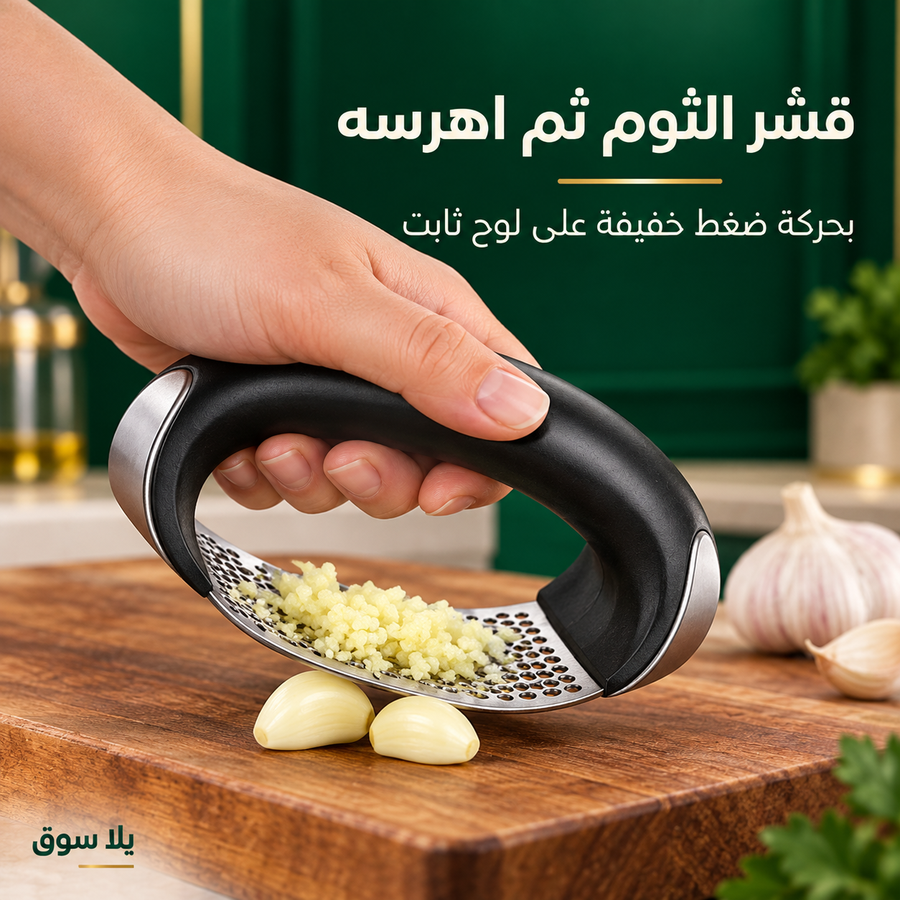 هراسة ثوم يدوية بمقبض منحني