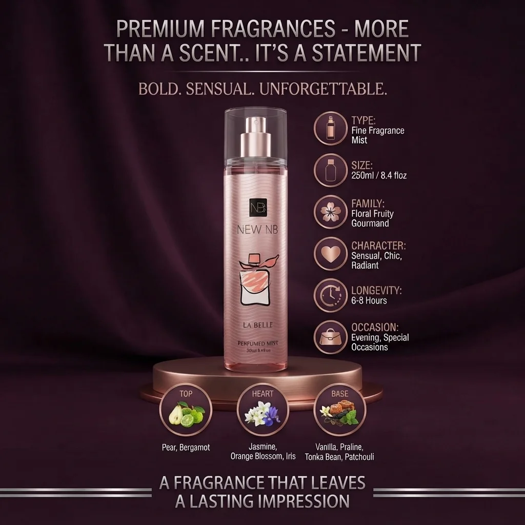 معطر جسم نسائي برائحة لا بيل الفاخرة - NEW NB La Belle Perfumed Mist - 250ml | ETLALA Boutique