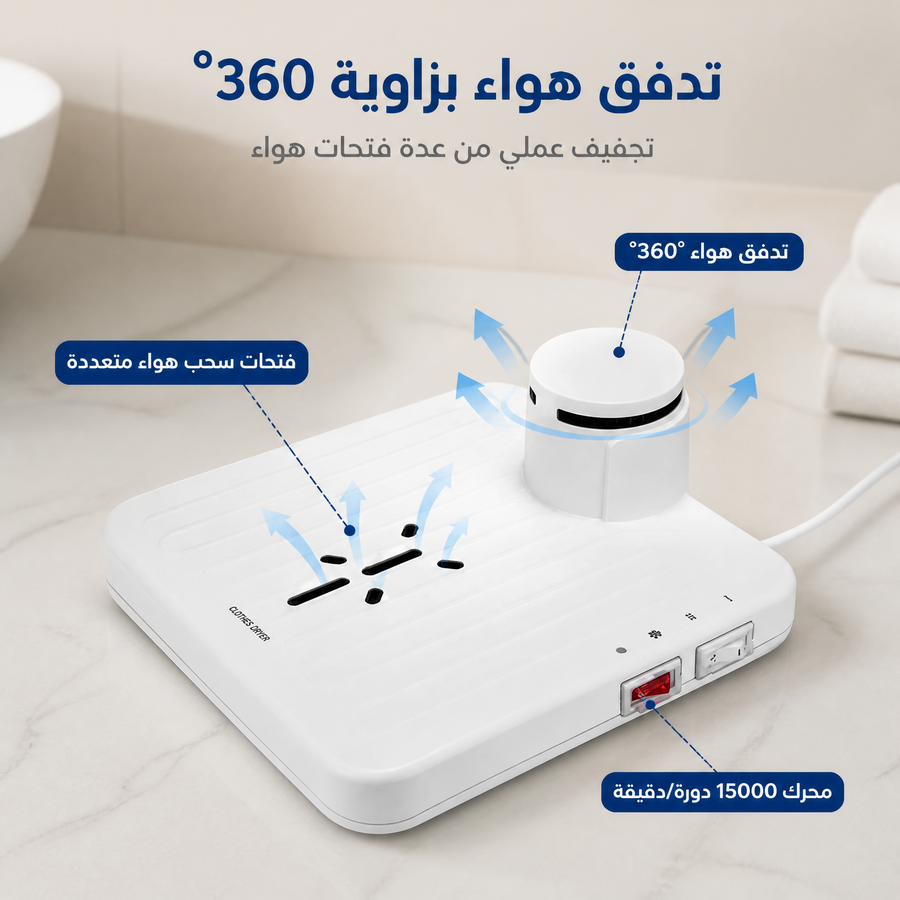 جهاز مجفف الجسم الفوري ومدفئ القدمين الكهربائي  - أبيض