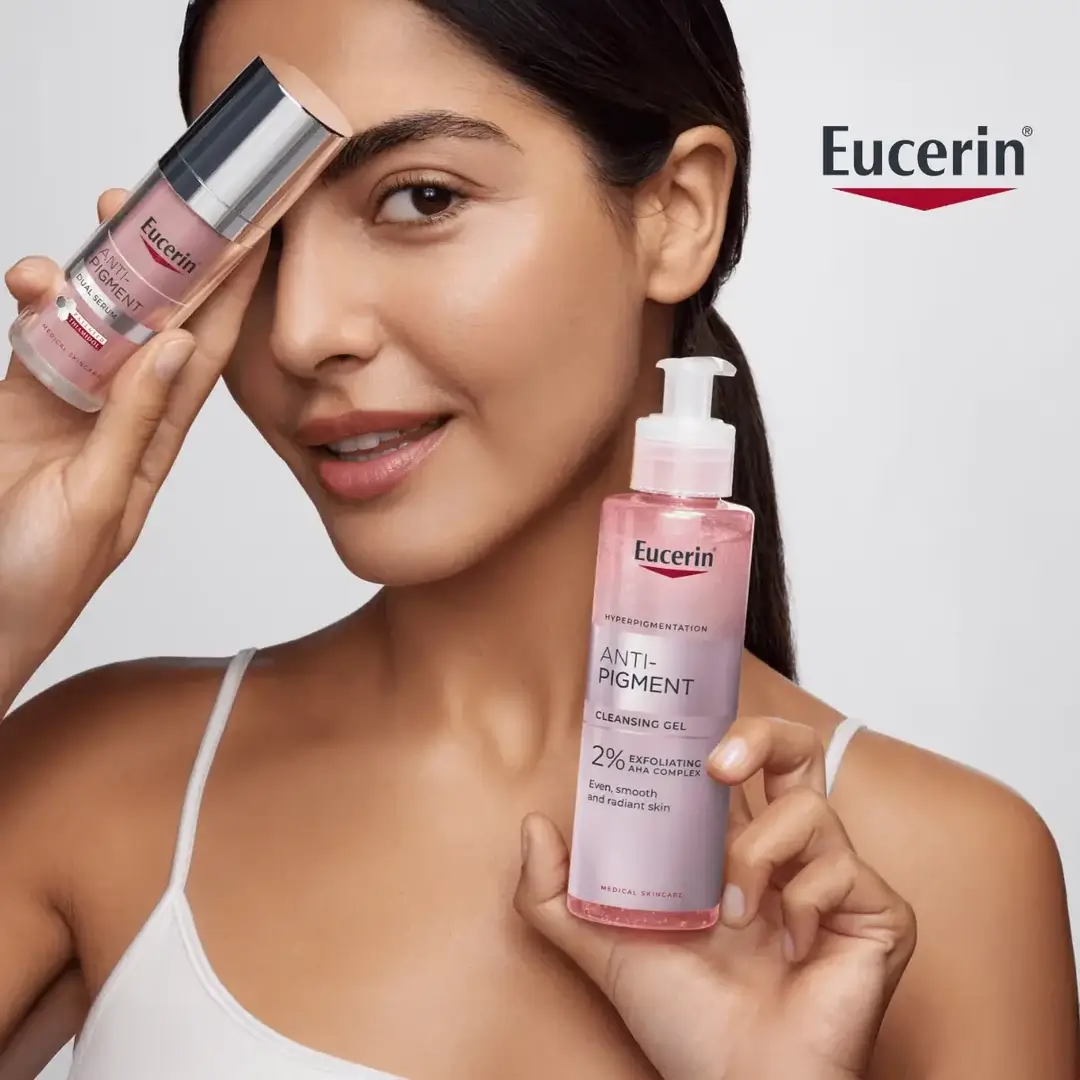 روتين العناية Eucerin لتوحيد لون البشرة وعلاج البقع الداكنة | غسول + سيروم مزدوج
