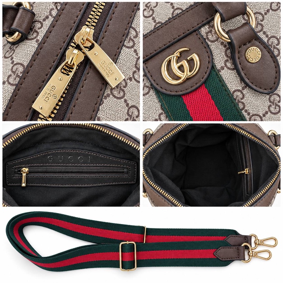 Gucci Ophidia Mini Boston Bag GG Supreme & Leathe