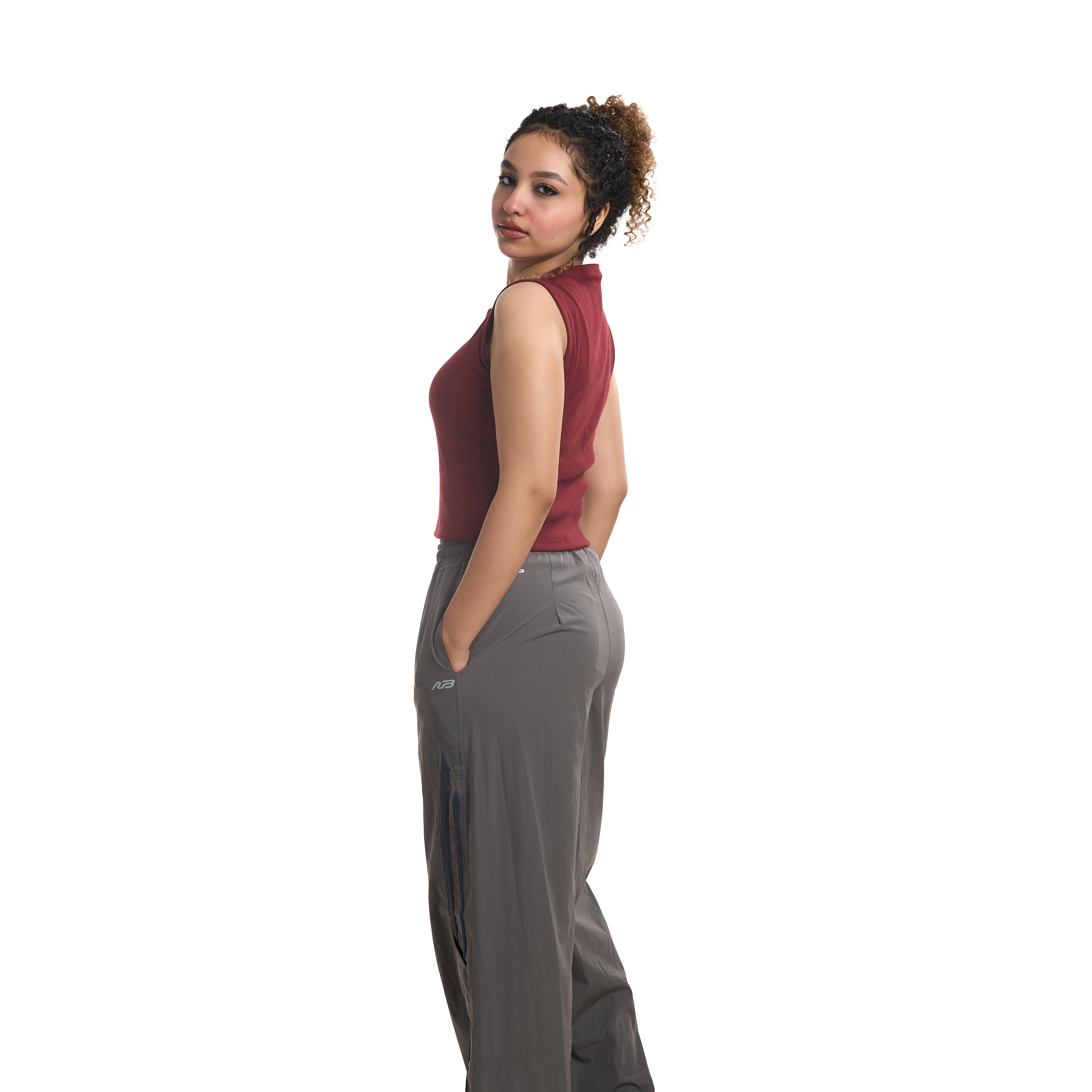  wide-leg double line pants unisex