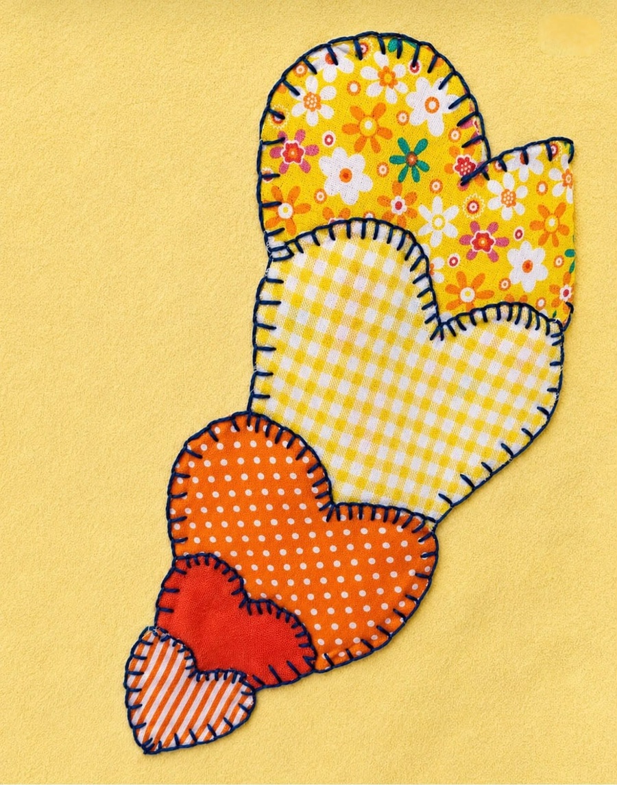Yellow Hand-Appliqué Floral Two-Piece Set