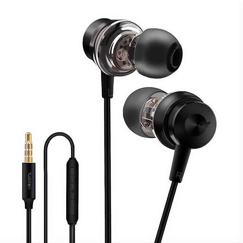Tuddrom H2 Dual Dynamic Drivers Wired Earphones with Mic