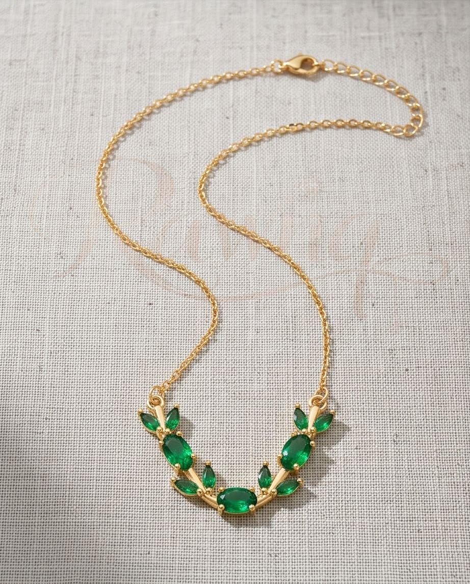 rawnq Gold Plated Stainless Steel Olive Branch Leaf Necklace for Women