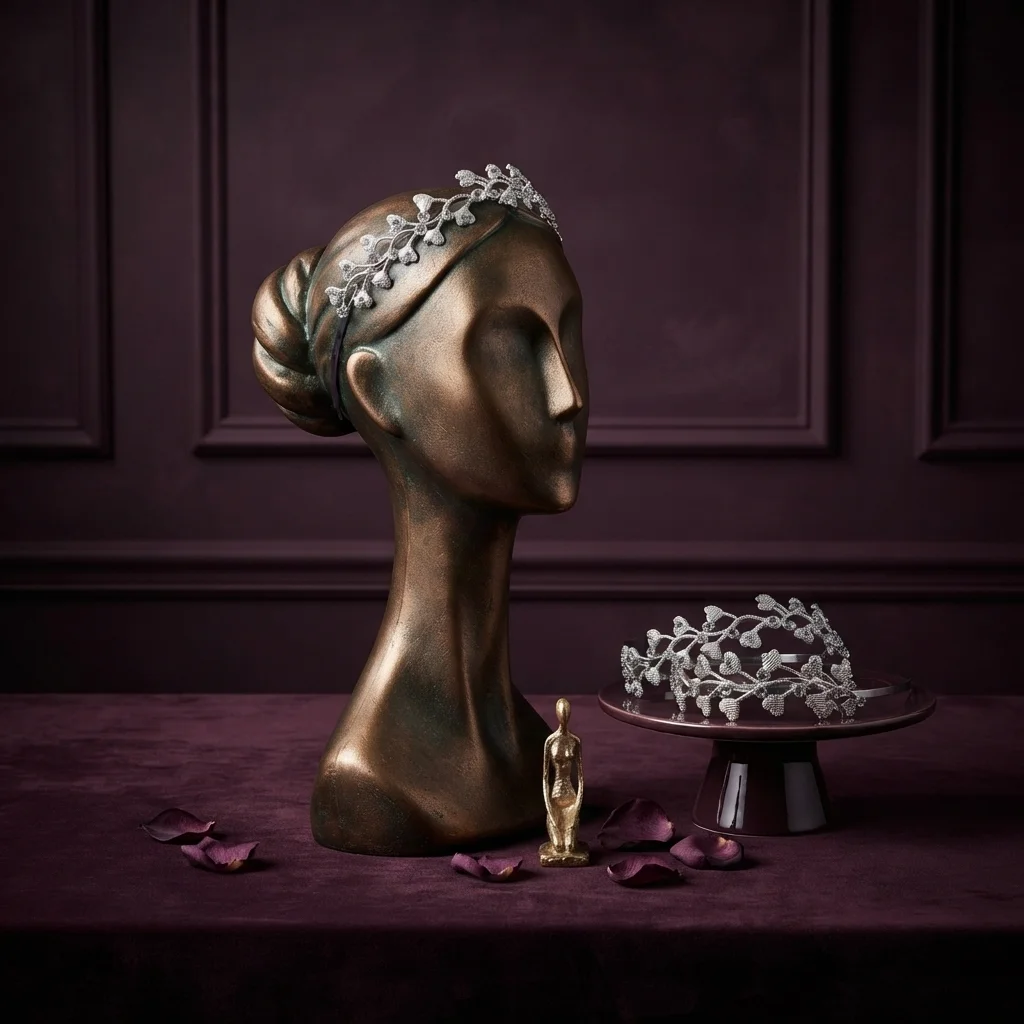 طوق شعر فضي بتصميم قلوب مرصعة بالفصوص (إكسسوار سهرة) - يُباع بالقطعة | متجر إطلالة