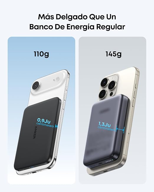 Anker Nano Slim 5000mAh Magnetic Wireless Power Bank - Qi2 Certified 15W Fast Charging, 20W USB-C, Ultra-Thin Portable Charger for iPhone