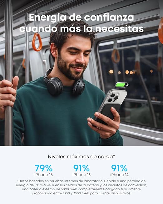 Anker Nano Slim 5000mAh Magnetic Wireless Power Bank - Qi2 Certified 15W Fast Charging, 20W USB-C, Ultra-Thin Portable Charger for iPhone
