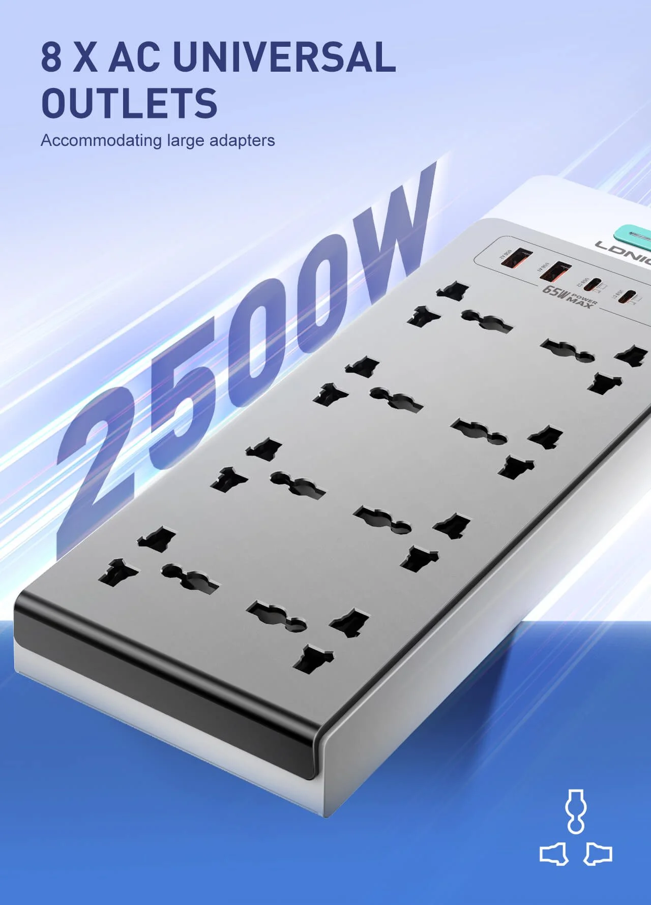 لدنيو مشترك SC4 طاقة متعدد الوظائف 13 في 1 مع 8 منافذ تيار متردد منفذي USB-C، ومنفذي USB-A