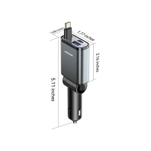 شاحن سيارة جوي روم 60 وات 3 في 1 قابل للسحب -JOYROOM CAR CHARGER JR-CCL07 60W 3IN1